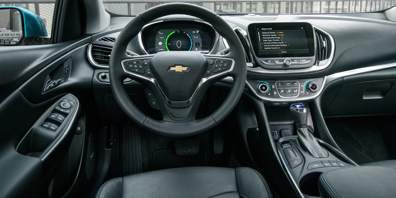 Chevrolet Volt interior with classy steering wheel and front view